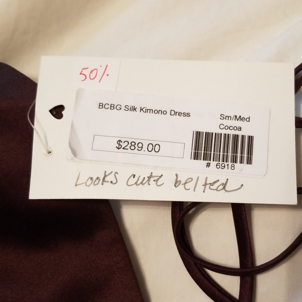 BCBG Silk Kimono Dress Brown XXS - Picture 3 of 5